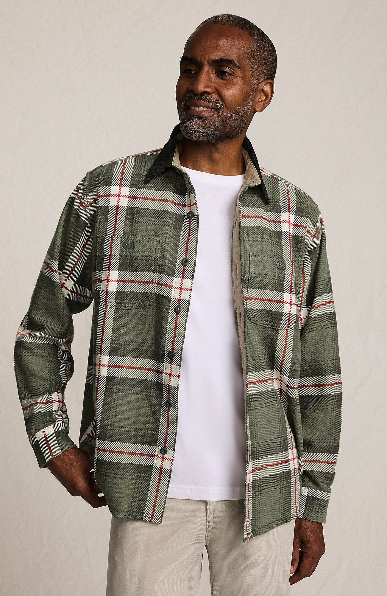 Authentic Flannel Shirt with Corduroy Collar - image 3