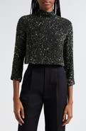 TWP Moonage Dream Sequin Mock Neck Silk Crop Top