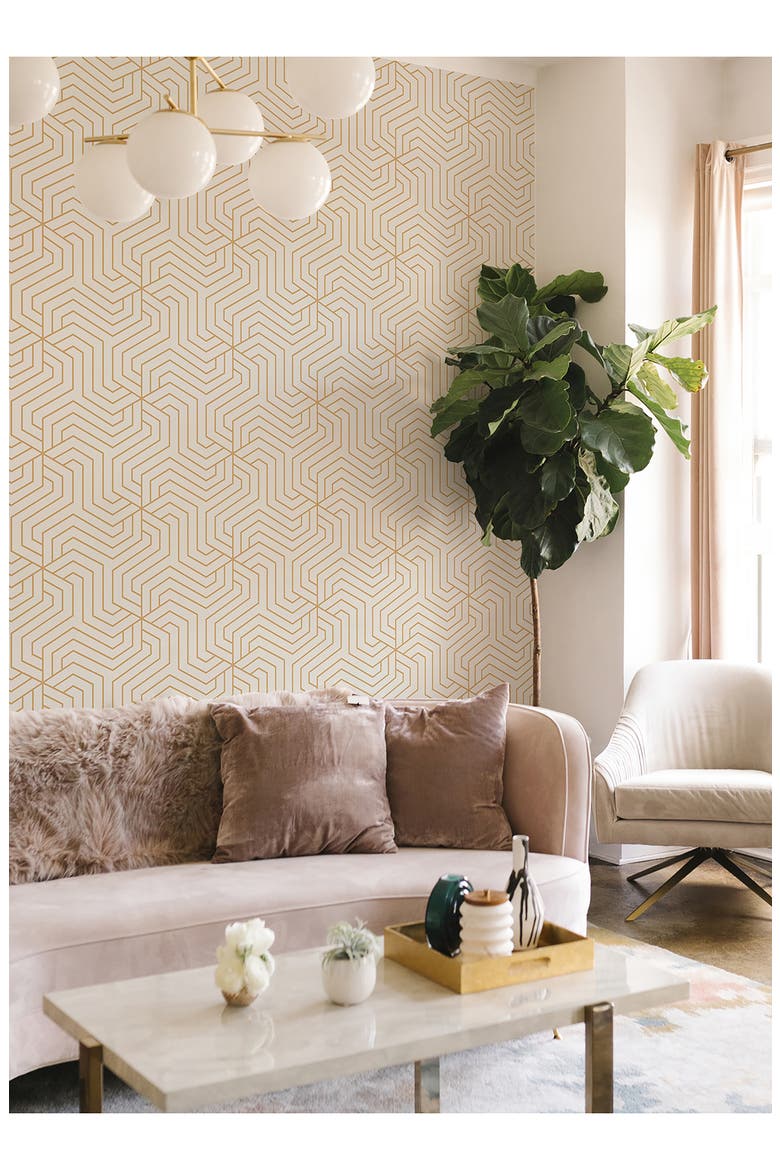 Ramsey Cream Peel & Stick Wallpaper, Alternate, color, YELLOW