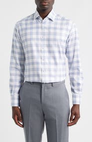 1863 by Eterna Modern Fit Plaid Non-Iron Cotton Dress Shirt