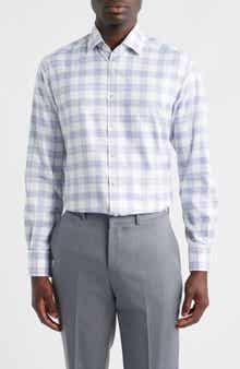 Modern Fit Plaid Non-Iron Cotton Dress Shirt