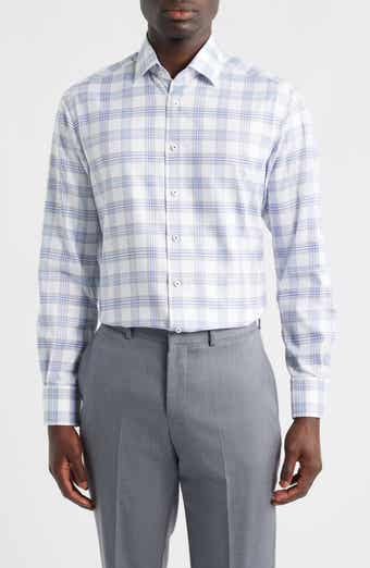 Modern Fit Plaid Non-Iron Cotton Dress Shirt