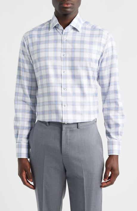 Modern Fit Plaid Non-Iron Cotton Dress Shirt
