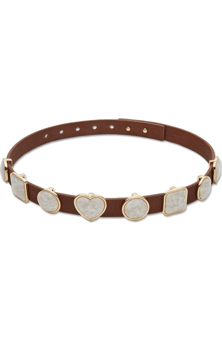 Lele Sadoughi Pearl Station Belt, Main, color, Walnut 200