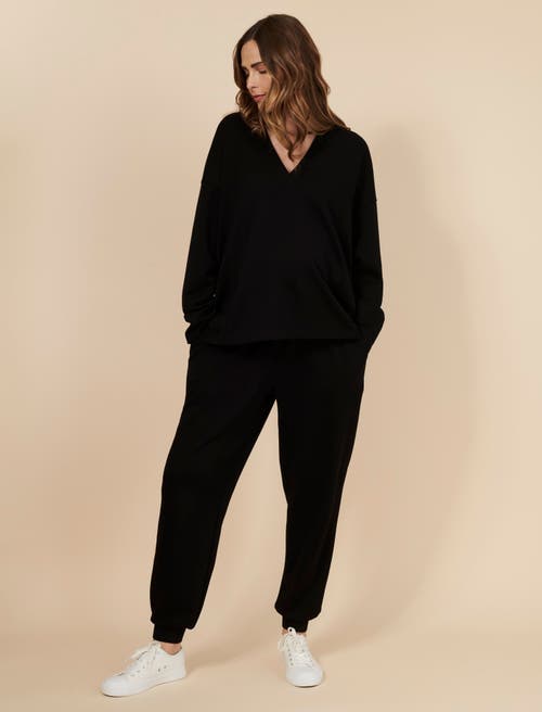 Motherhood Maternity Under The Belly Side Pockets Scuba Jogger In Black