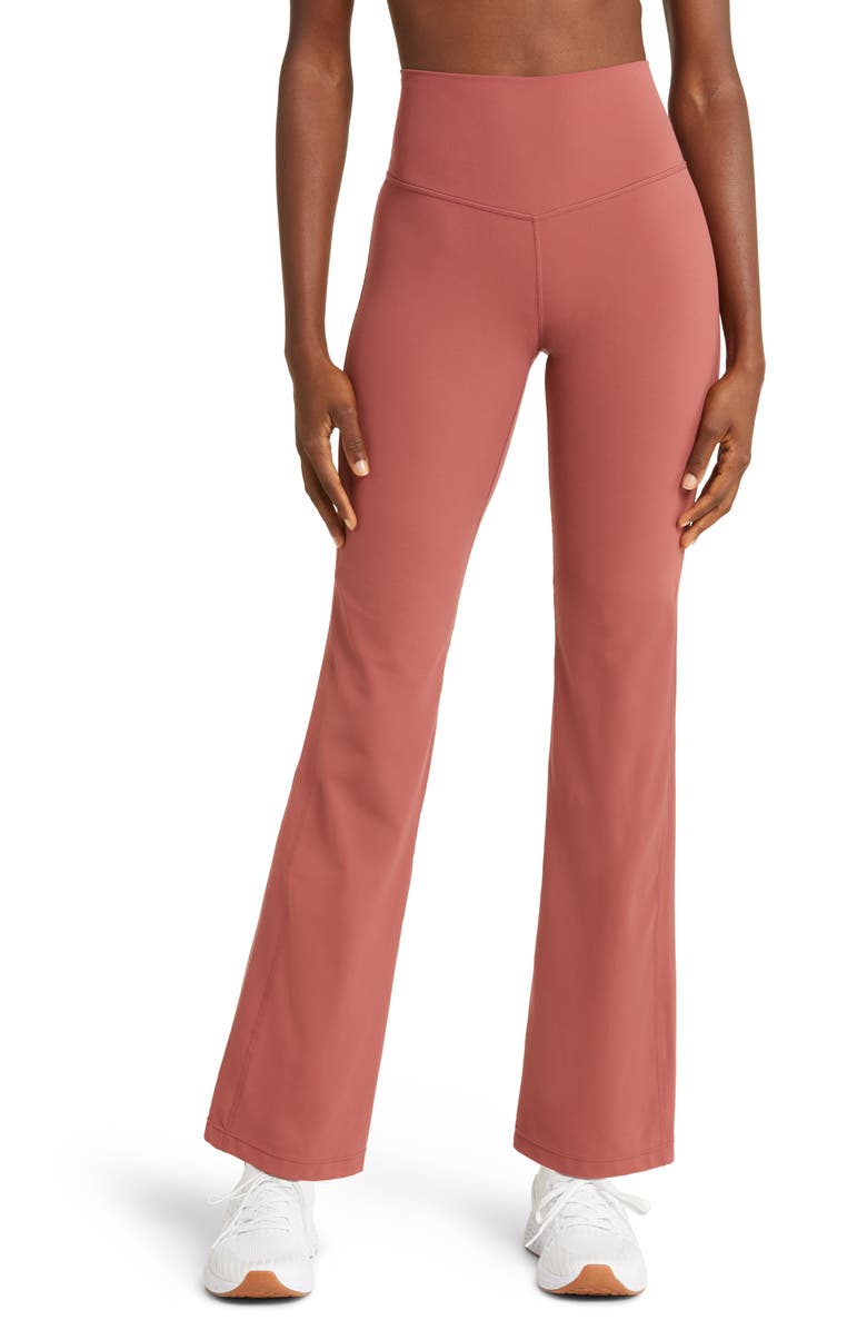 Zella Studio Luxe High Waist Flare Pants, Main, color, Red Jelly