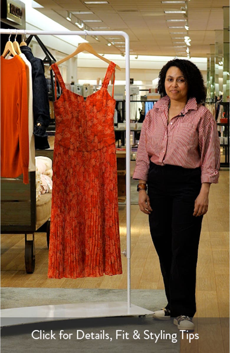 Botanical Floral Print Sleeveless Midi Dress, sales video thumbnail