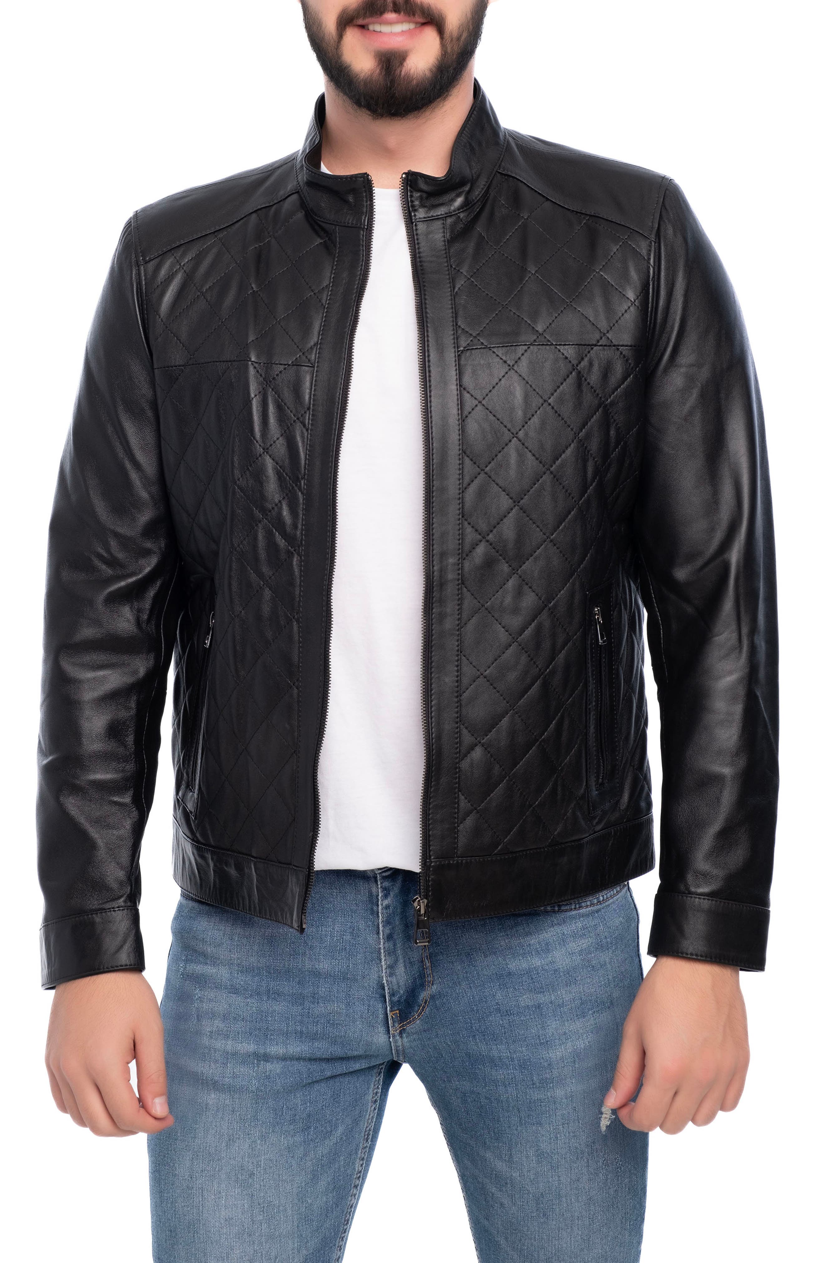 VELLAPAIS Leola Diamond Quilted Leather Jacket
