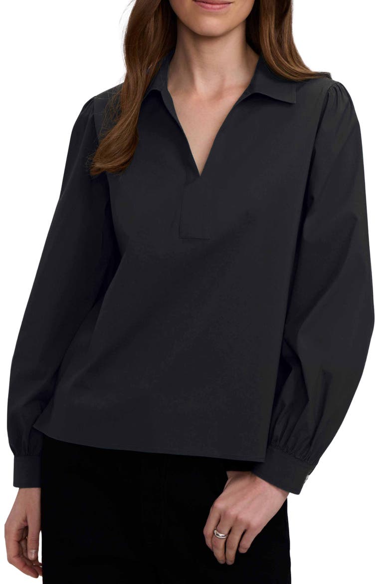 Alix Long Sleeve Popover Top, Main, color, BLACK
