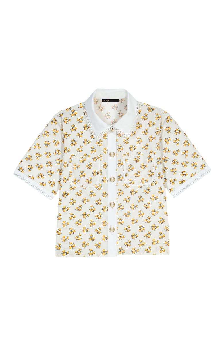 maje Patterned shirt with croquet trim, Alternate, color, Yellow Small Flowers Print
