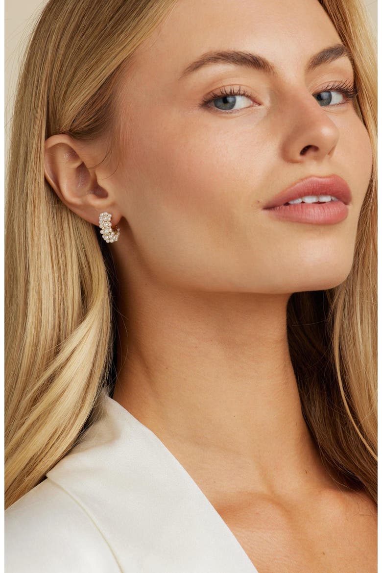 Millie Mini Pearl Hoops, Alternate, color, Gold