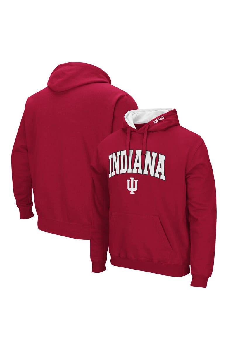 COLOSSEUM Men's Colosseum Crimson Indiana Hoosiers Arch & Logo 3.0 Pullover Hoodie, Alternate, color, Crimson
