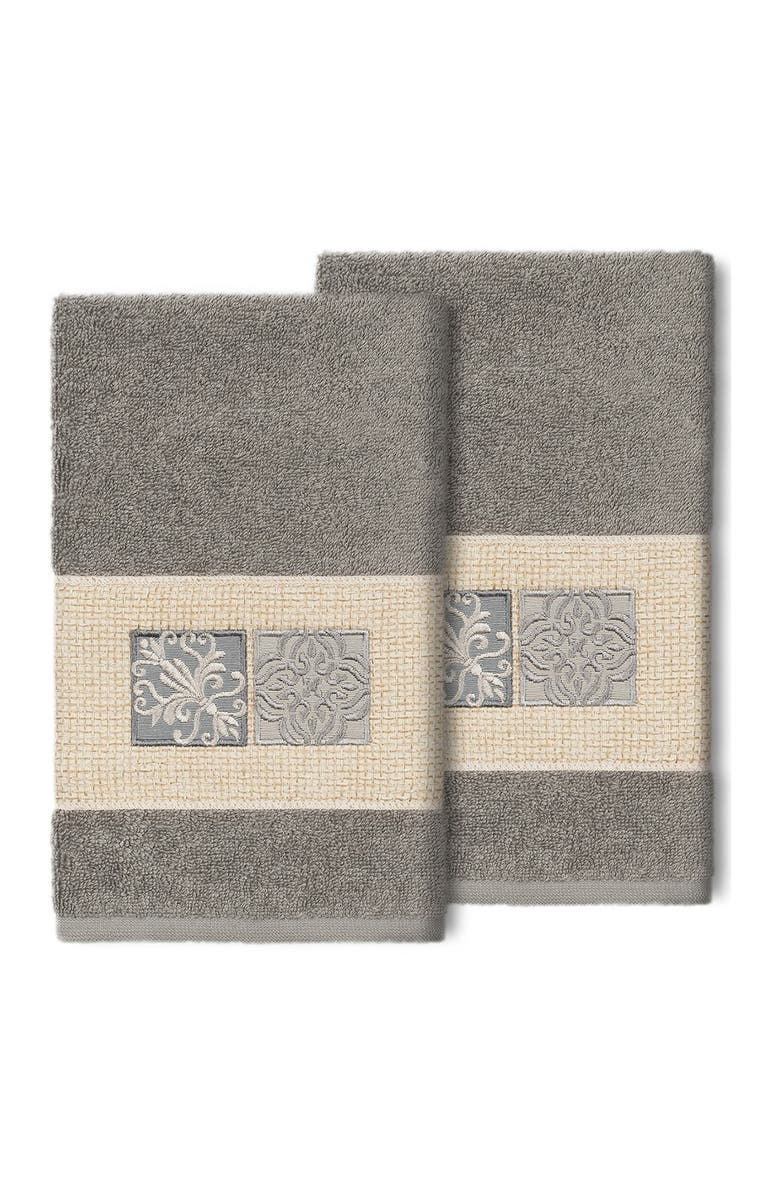 Linum Home Textiles Vivian Embellished Hand Towel - Set of 2 - Dark Gray, Main, color, Dark Gray