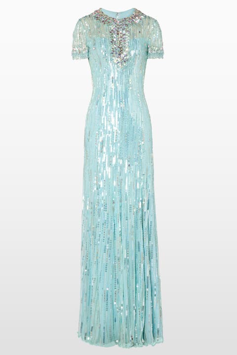 Nova sequin-embellished keyhole-neck maxi dres