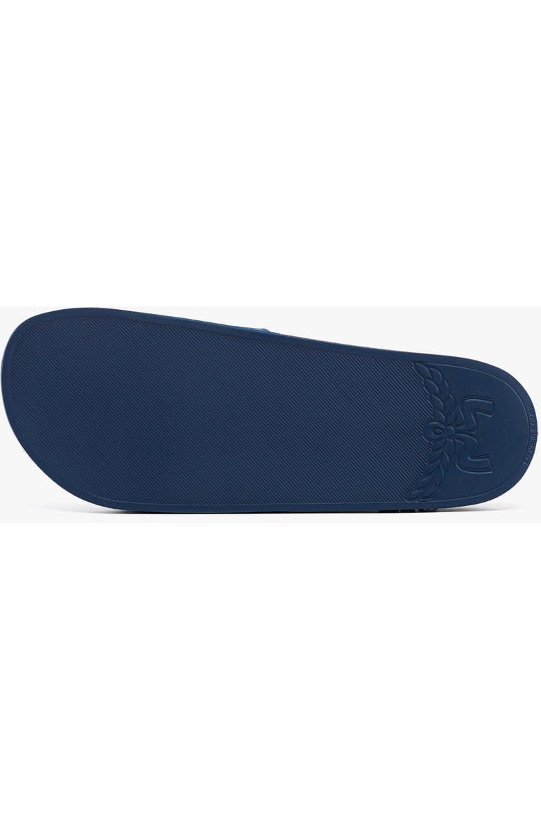 MCM Women's Monogram Print Rubber Slides, Alternate, color, Blue