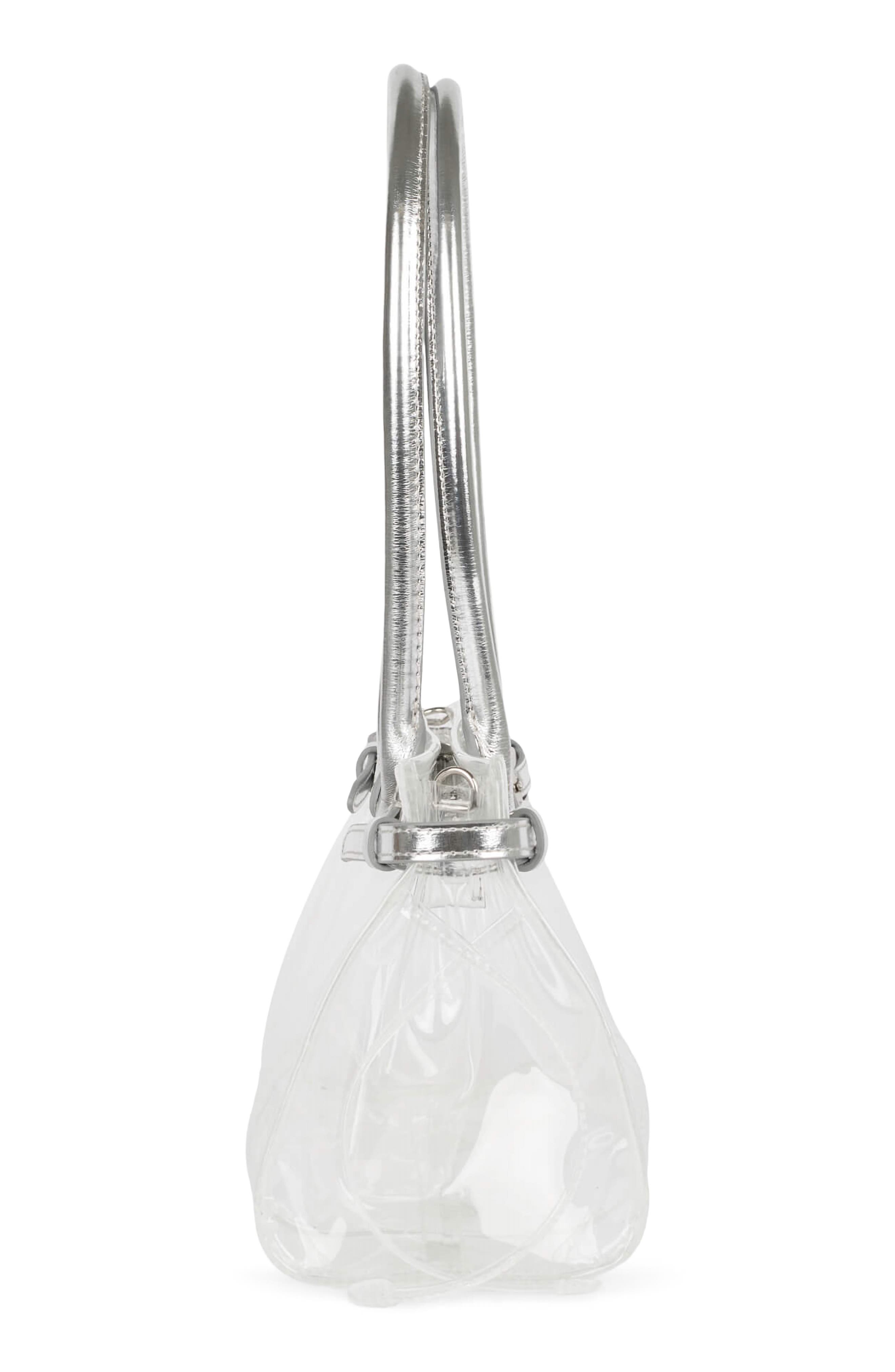 Pesky-V Clear Leather Baguette, Alternate, color, CLEAR