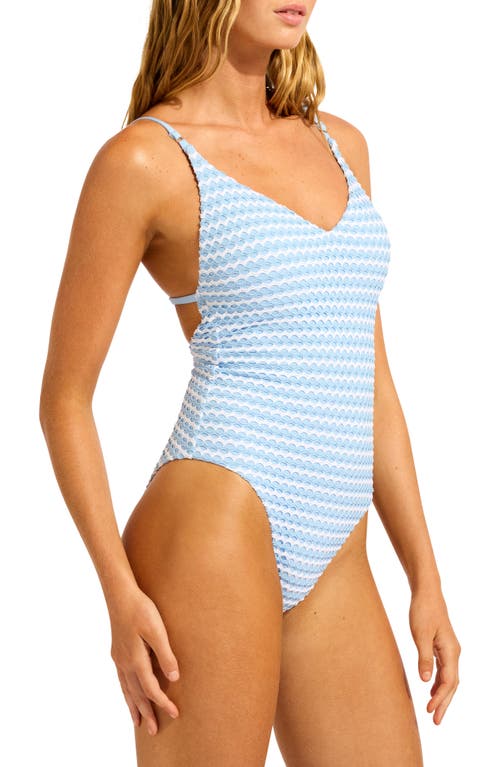 Seafolly Mesh Effect One-piece Swimsuit In Blue