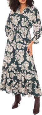 Vince Camuto Floral Jacquard Tiered Maxi Dress