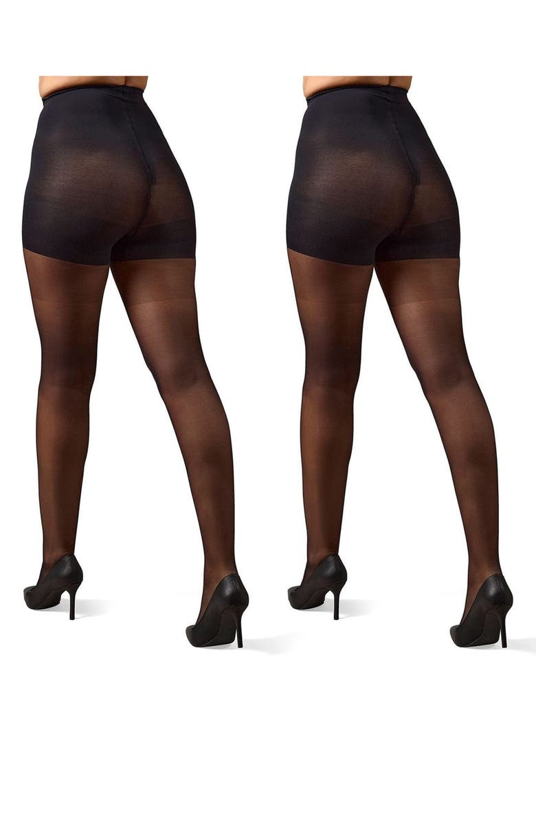 MeMoi 2-Pack Body Smoother Shaper Tights, Alternate, color, Black
