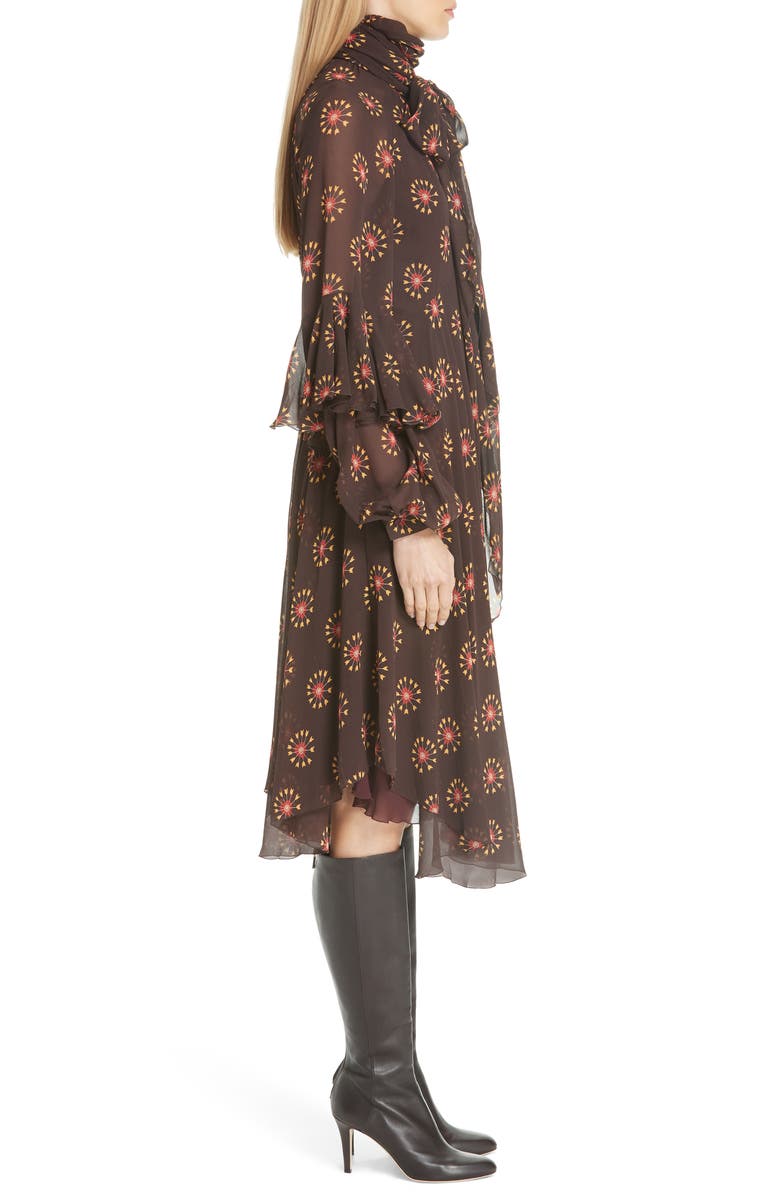 Etro Ruffle Sleeve Print Silk Dress, Alternate, color,