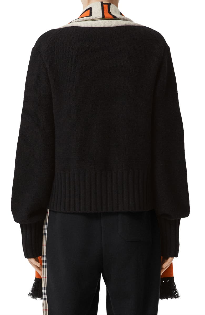 Burberry Logo Jacquard Wool & Cashmere Capelet, Alternate, color,