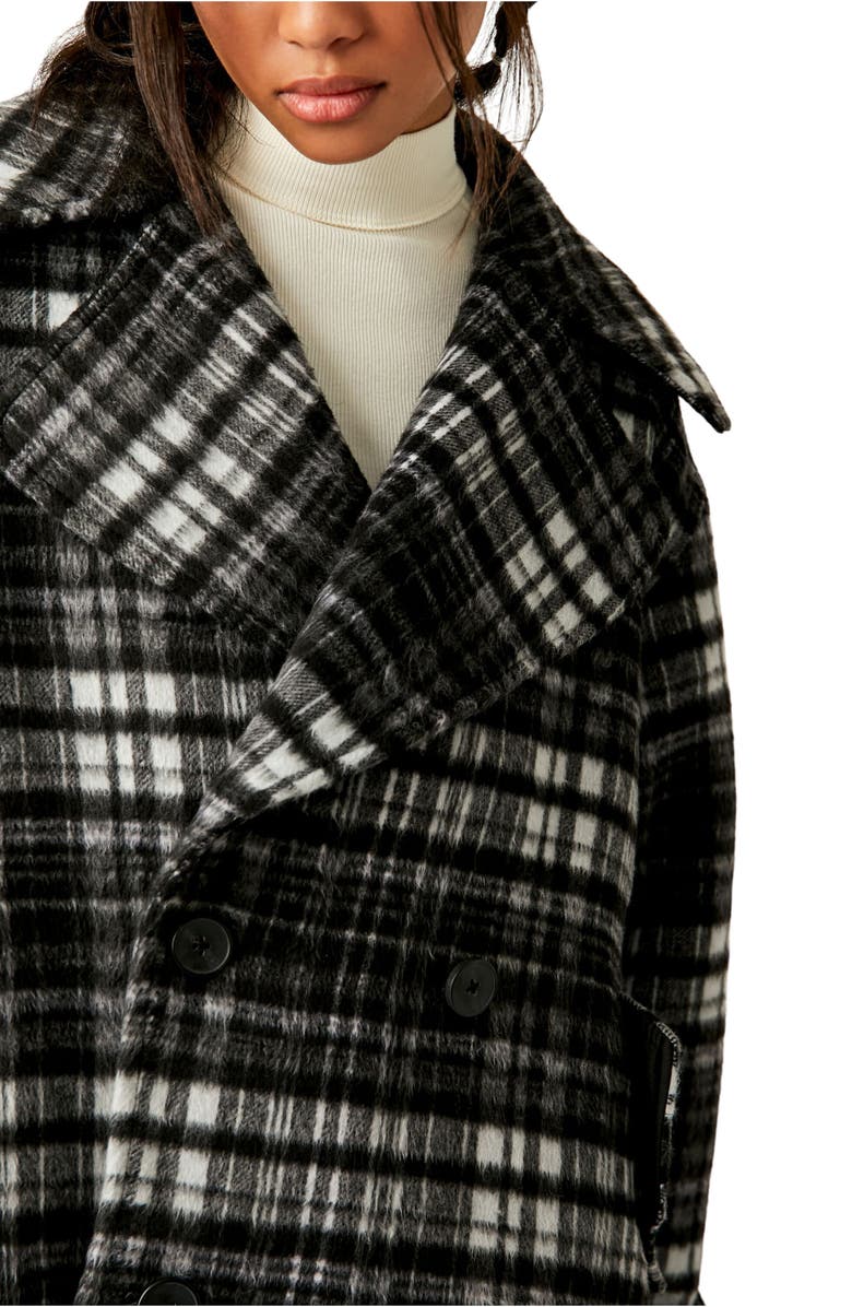 Free People Highlands Plaid Double Breasted Peacoat, Alternate, color, 