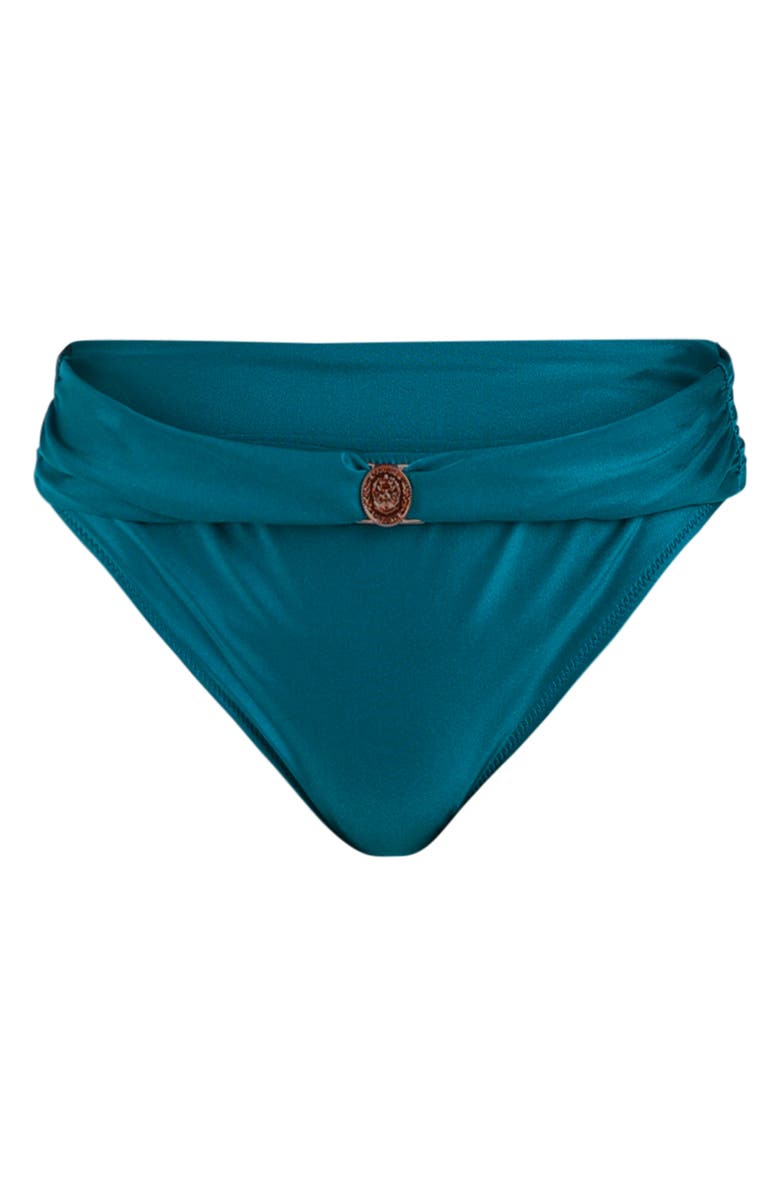 L'AGENCE Miya Foldover Bikini Bottoms, Alternate, color, Viridian