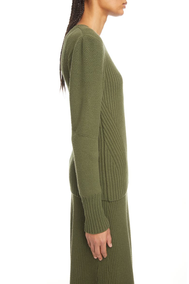 Mixed Stitch Wool Sweater, Alternate, color, 3F5-SMOKY LEAF