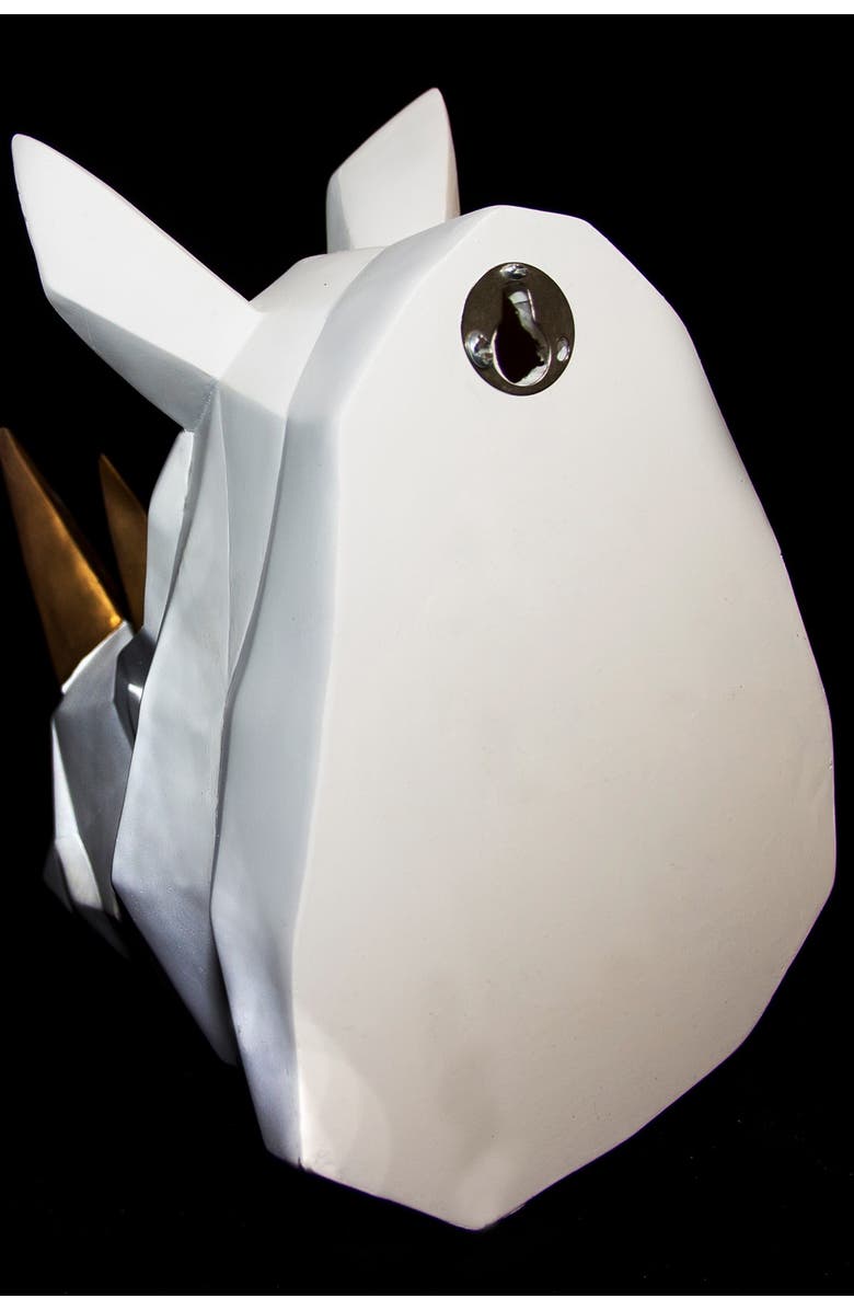 WALPLUS White Contemporary Geometric Faux Taxidermy Rhino Wall Hanger Wall Art, Alternate, color, 