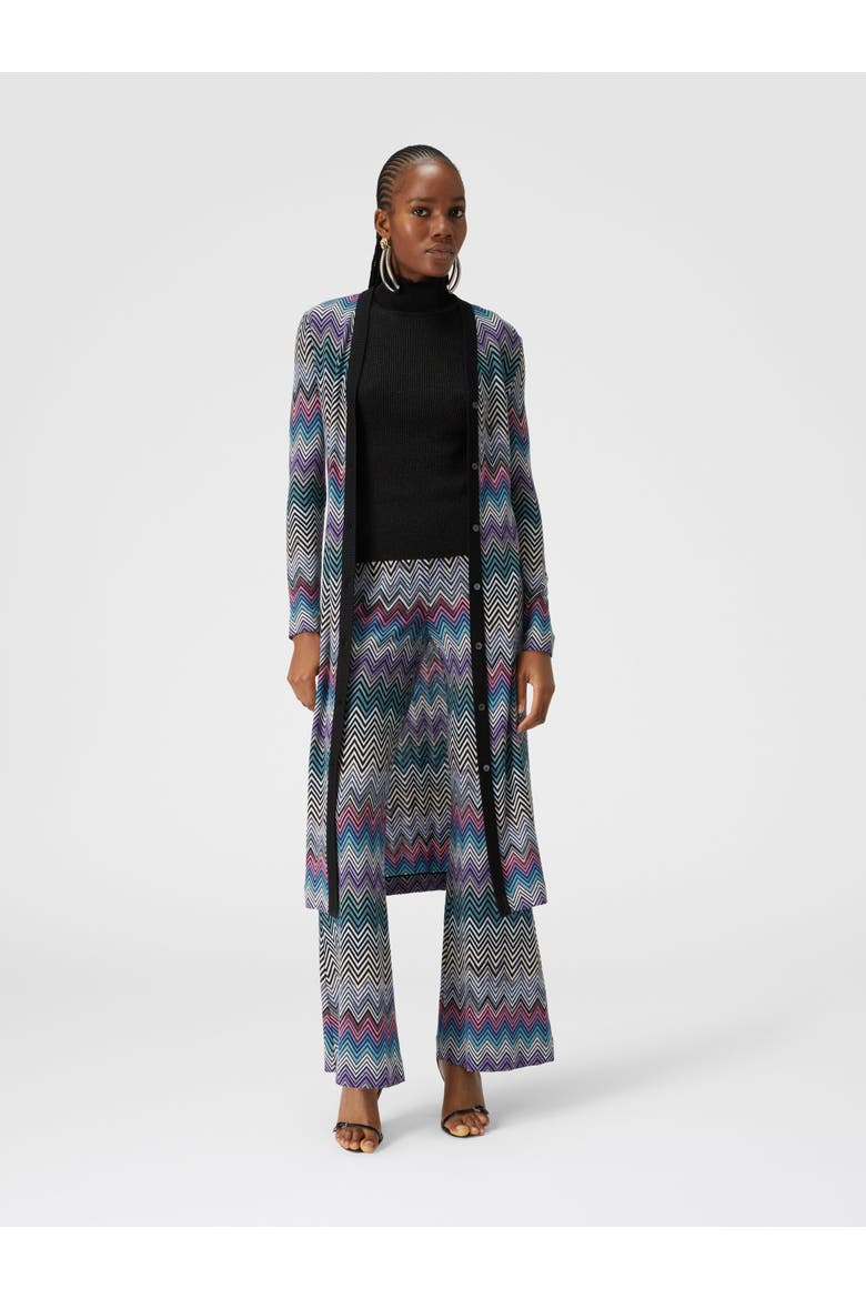 Flare Zig Zag Wool Trousers, Alternate, color, Multicoloured