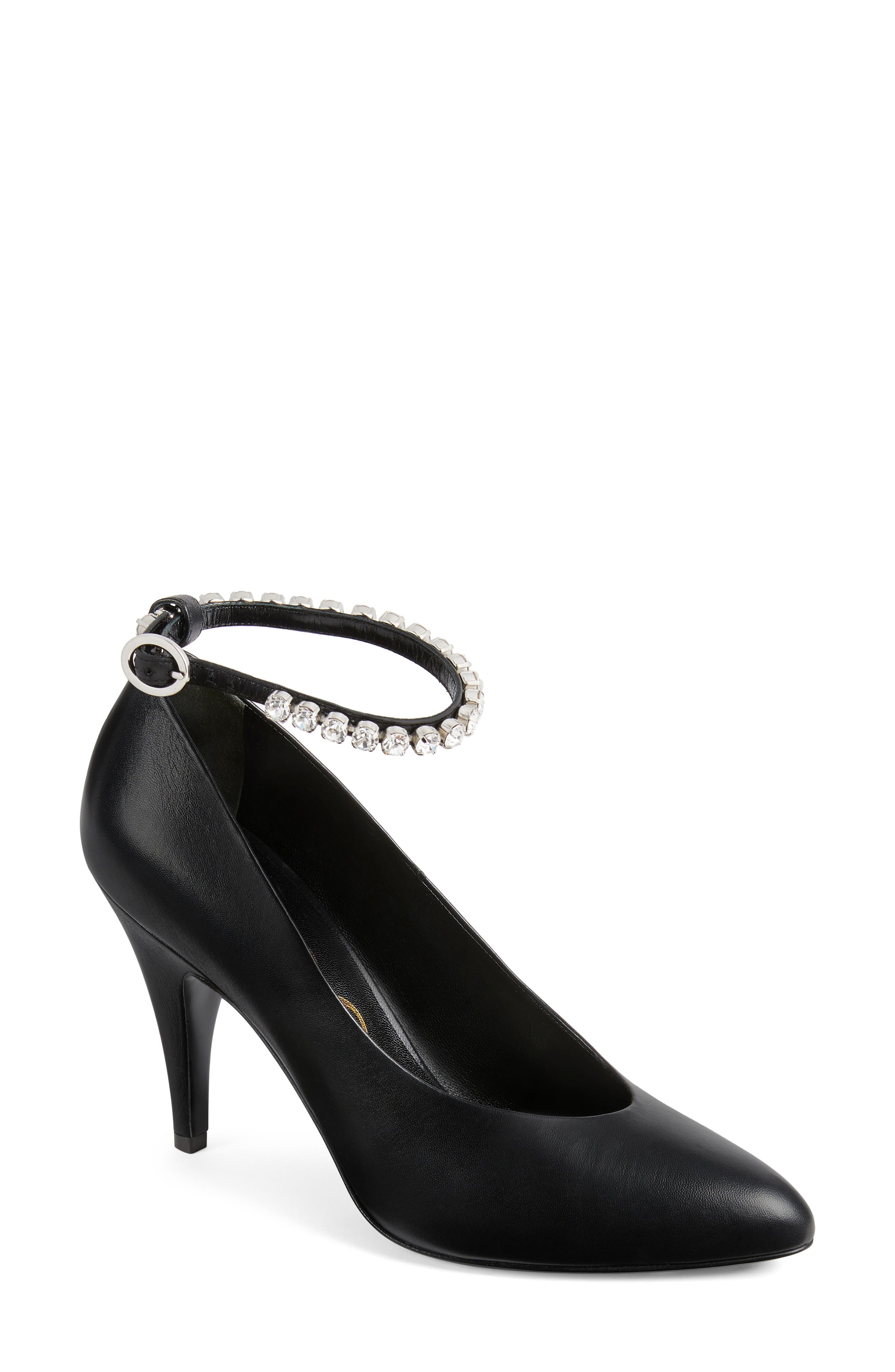 Gucci Blanca Crystal Ankle Strap Pump, Main, color, 