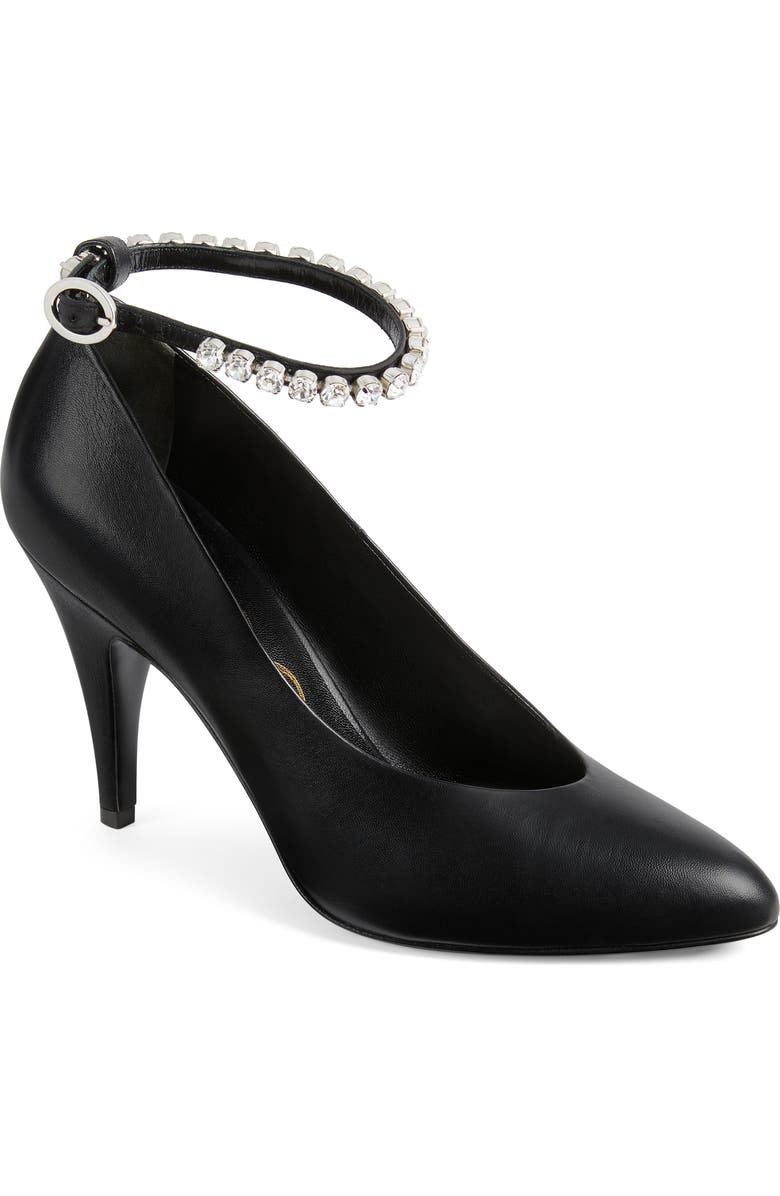 Gucci Blanca Crystal Ankle Strap Pump, Main, color,