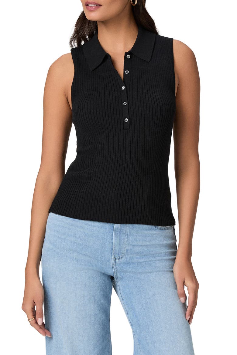 Vesta Rib Sleeveless Polo, Main, color, BLACK