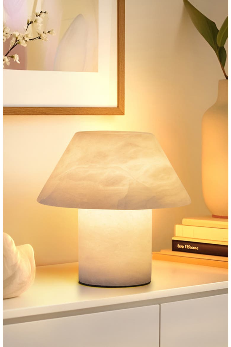 Alora 7" LED Alabaster White Natural Stone Desk Lamp, Alternate, color, White Alabaster