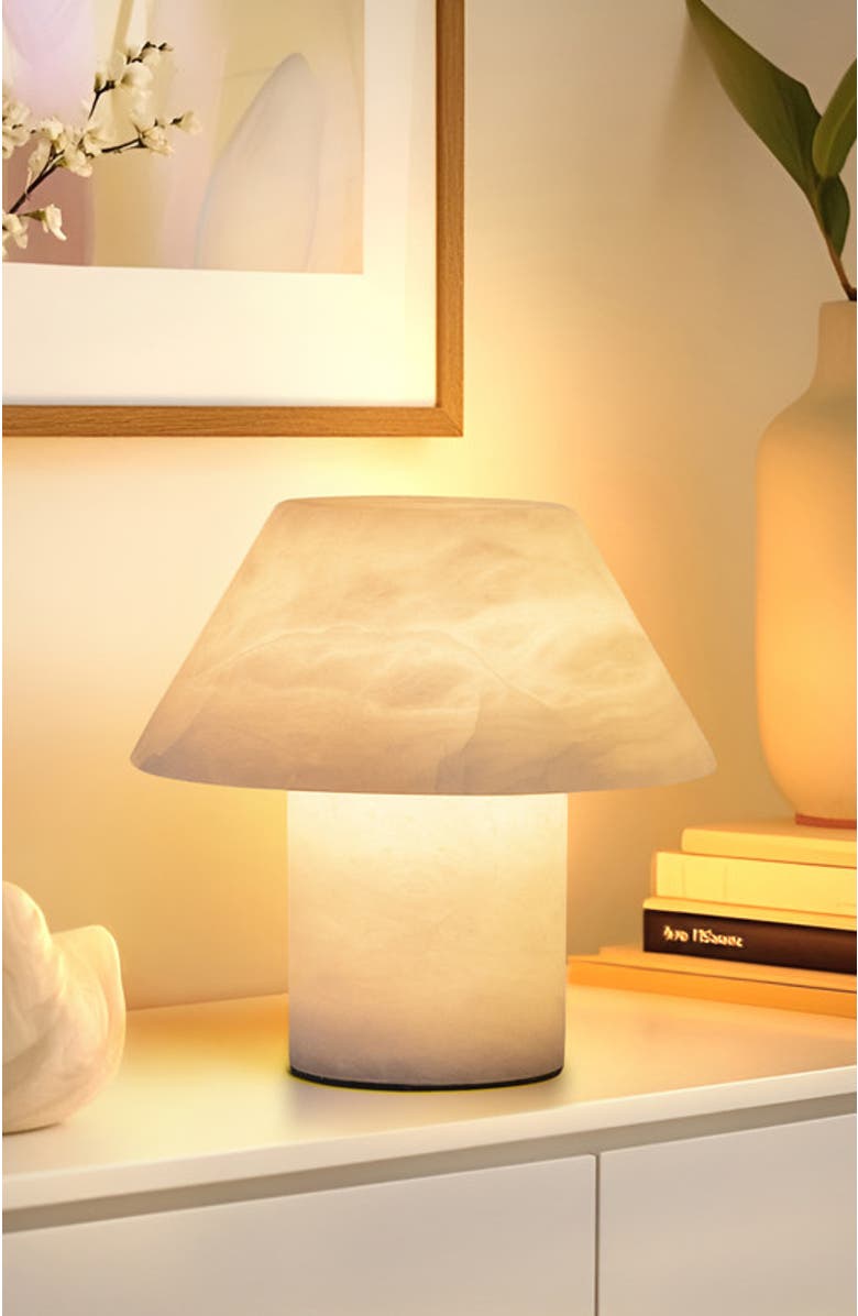 Brightech Alora 7" LED Alabaster White Natural Stone Desk Lamp, Alternate, color, White Alabaster