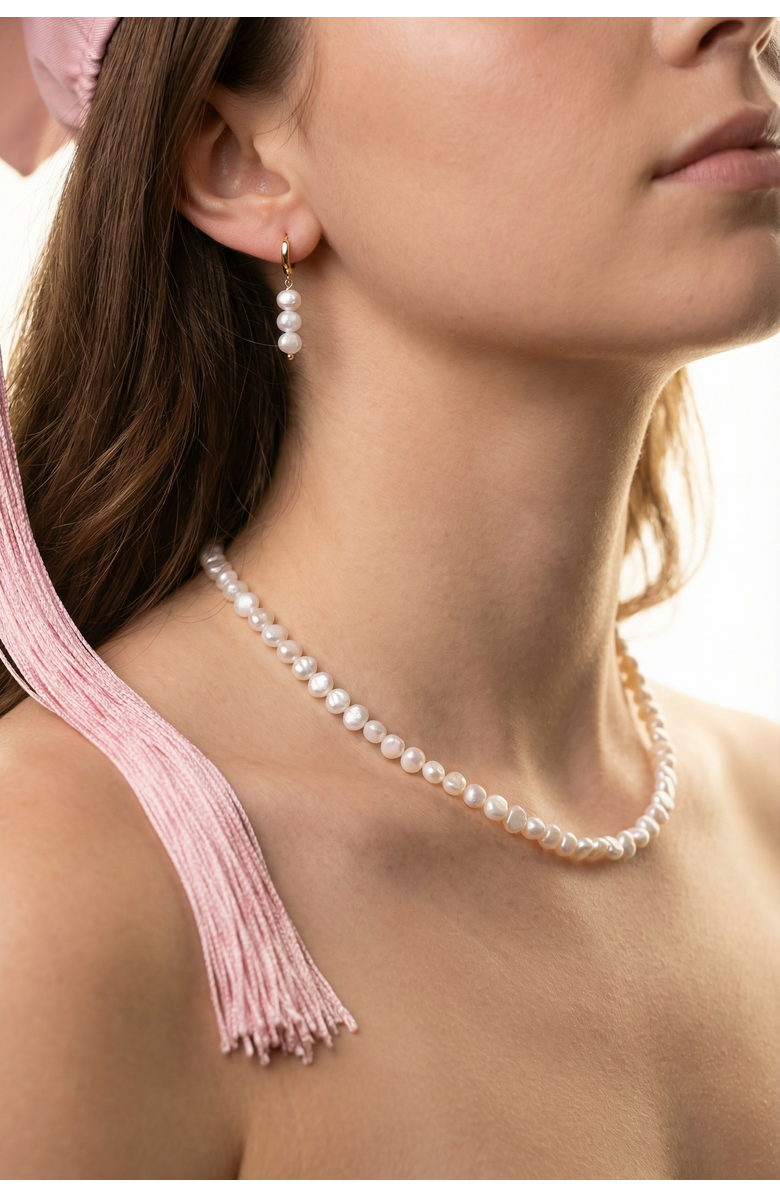 Joey Baby Freshwater Pearl 18K Gold Plated Necklace And Earring Set, Alternate, color, 18K Gold Plated / White Pearl