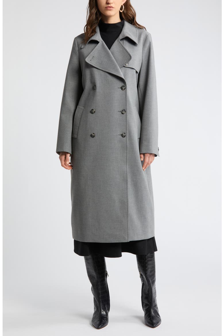 Oversize Double Breasted Trench Coat, Alternate, color, GREY HEATHER