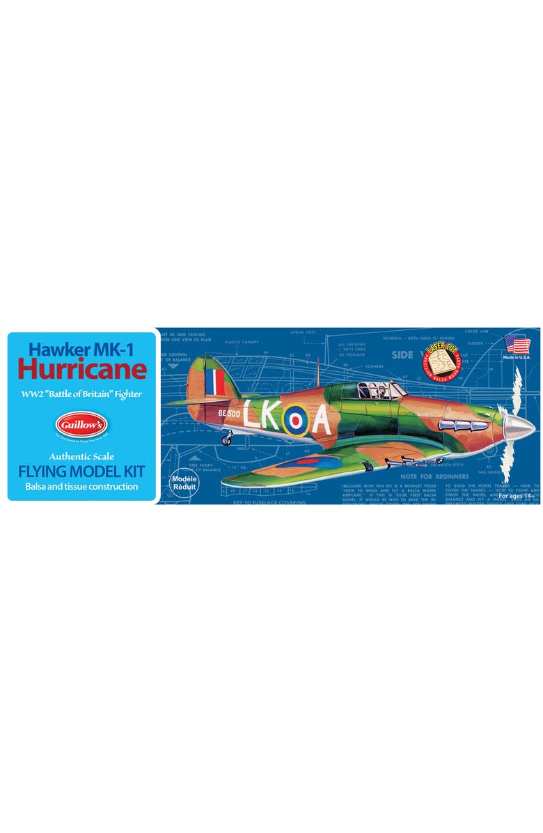Guillow
s Flying Model Kit - Hawker MK-1 Hurricane, DIY Airplane Building, Main, color, Multicolored