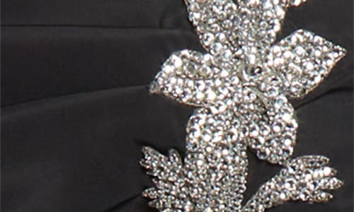 Oscar De La Renta Crystal Embroidered Bow Faille Bustier Top In Black