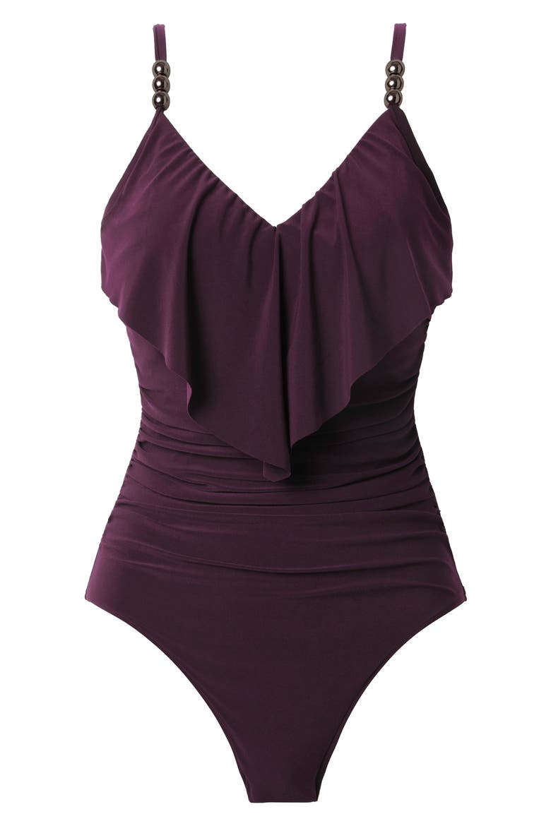 Isabel One-Piece Swimsuit, Alternate, color, PRUNE