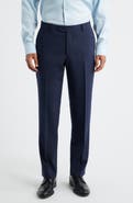 Berle Saxony Trim Fit Flat Front Thatch Weave Wool Blend Dress Pants