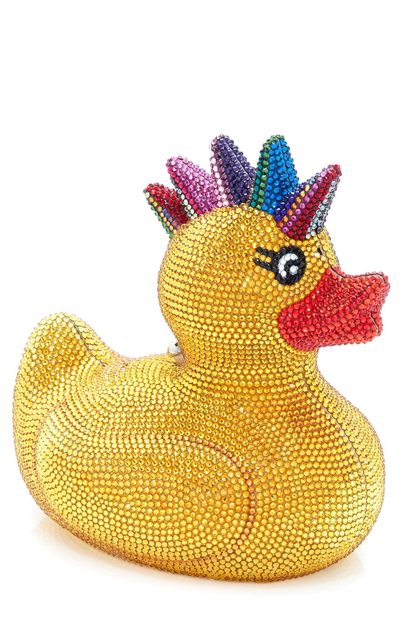 JUDITH LEIBER COUTURE Crystal Embellished Duck Clutch, Main, color, 
