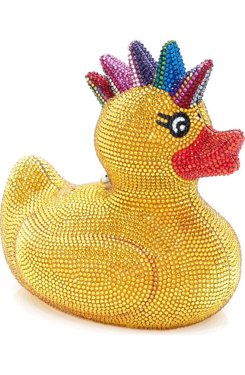 JUDITH LEIBER COUTURE Crystal Embellished Duck Clutch, Main, color,