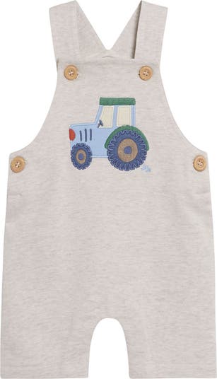 Shirt & Tractor Appliqué Overalls Set