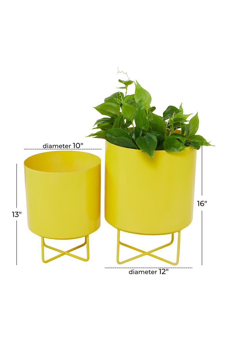 Yellow Metal Planter - Set of 2, Alternate, color, YELLOW