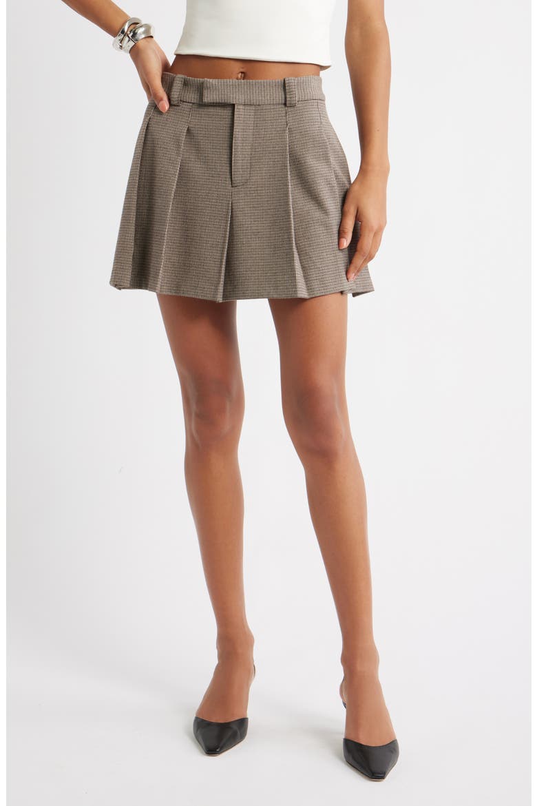 Pleated Miniskirt, Main, color, BROWN HOUNDSTOOTH