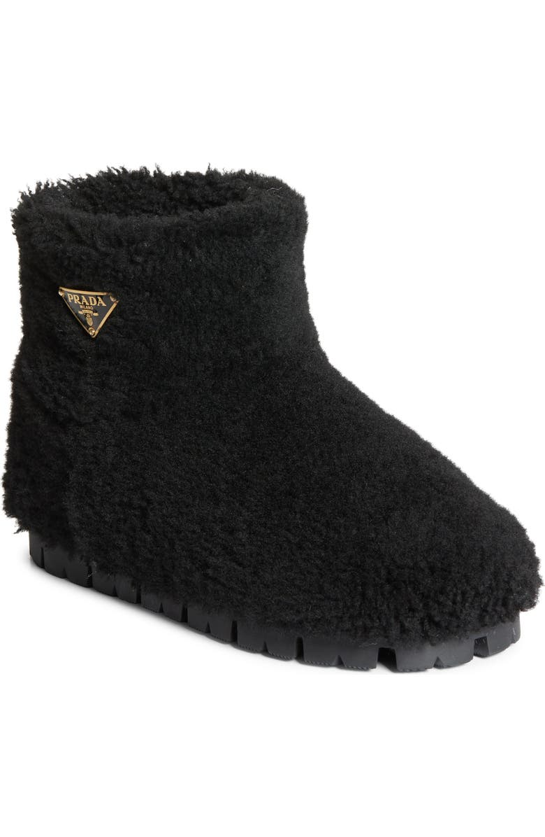 Prada Genuine Shearling Bootie, Main, color,