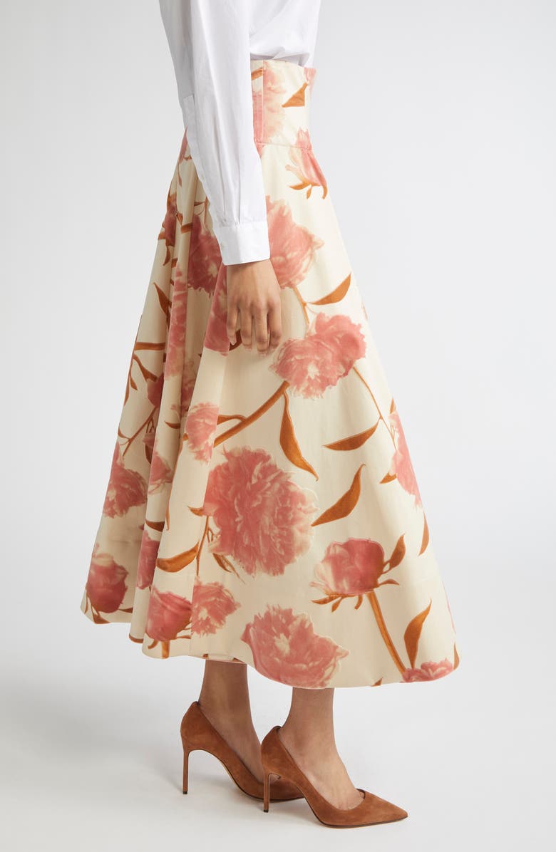 Lela Rose Parker Floral Cotton Poplin A-Line Skirt, Alternate, color, Pink Multi