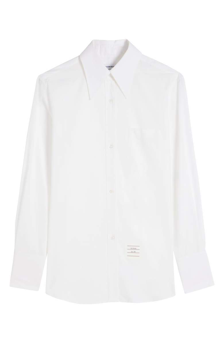 Thom Browne Exaggerated Collar Easy Fit Cotton Button-Up Shirt, Alternate, color,
