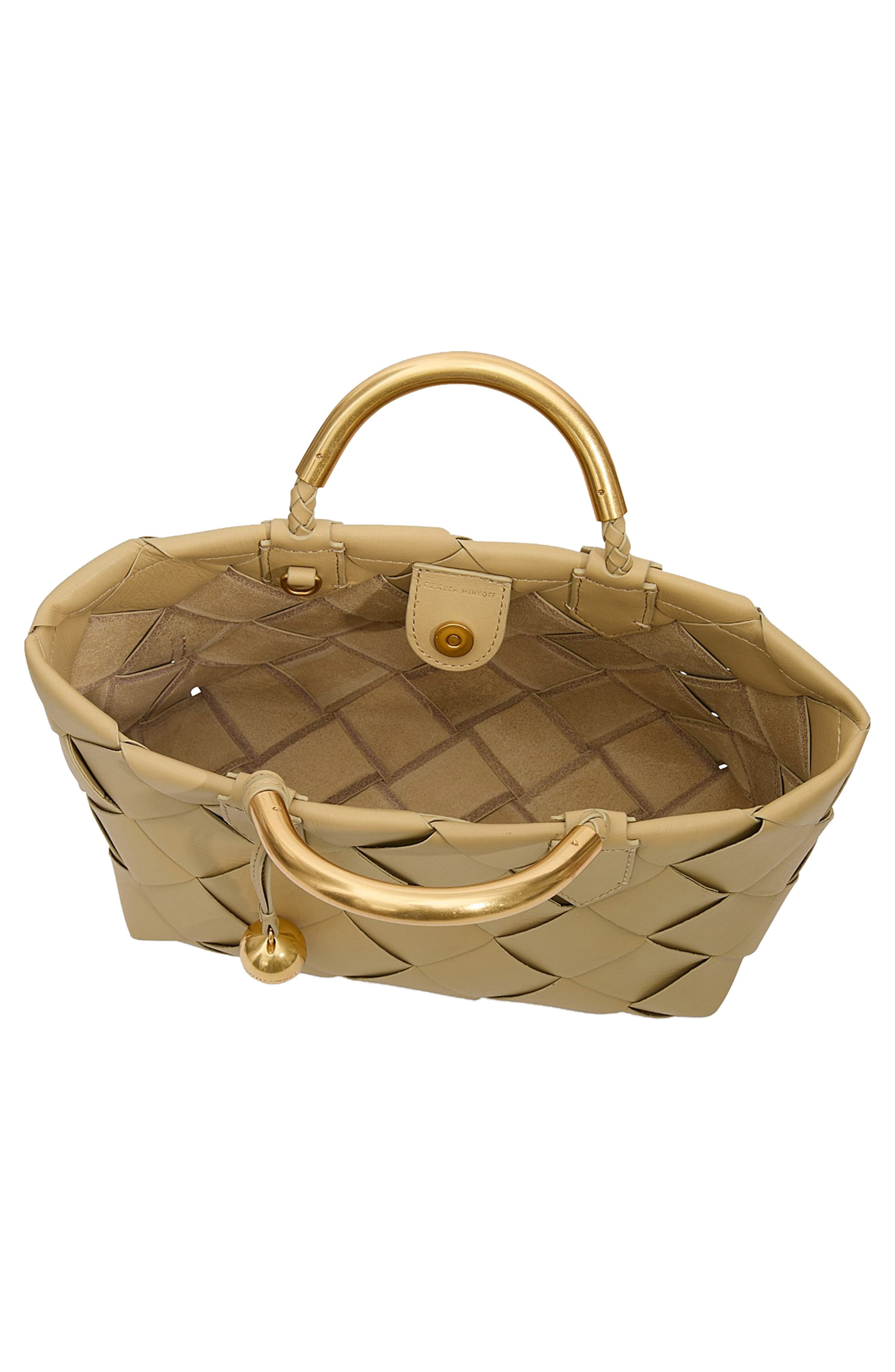 Mini Frankie Woven Leather Tote, Alternate, color, SESAME